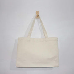 Solid Canvas Tote Bag Large Capacity Shoulder Bag Reusable Shopping