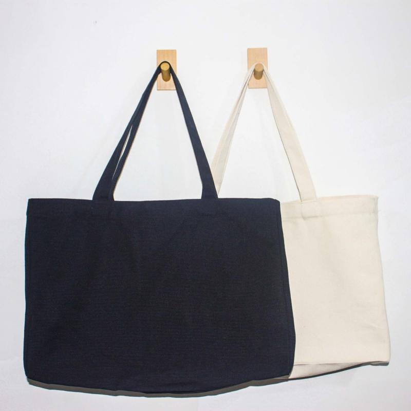 Solid Canvas Tote Bag Large Capacity Shoulder Bag Reusable Shopping