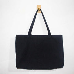 Solid Canvas Tote Bag Large Capacity Shoulder Bag Reusable Shopping