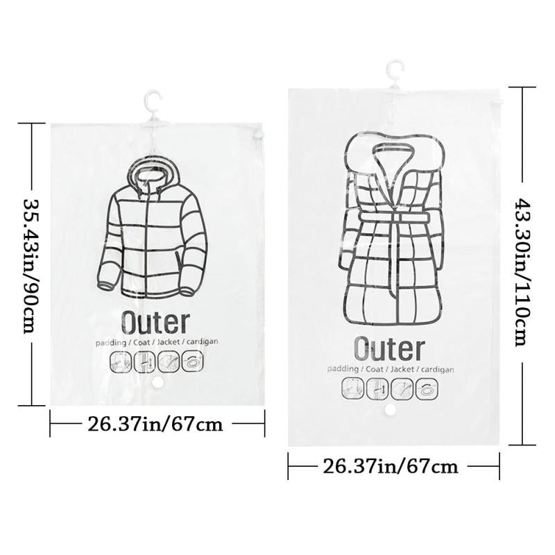 1 Pc Transparent Vacuum Compression Bag Dustproof Clothes Hanging Bag
