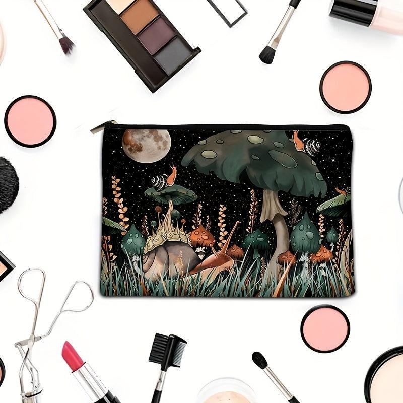 Mushroom Pattern Cosmetic Bag Zipper Makeup Storage Pouch