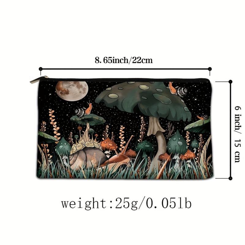 Mushroom Pattern Cosmetic Bag Zipper Makeup Storage Pouch