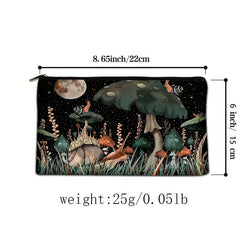 Mushroom Pattern Cosmetic Bag Zipper Makeup Storage Pouch