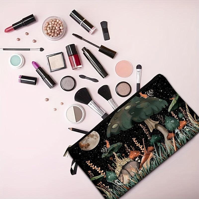 Mushroom Pattern Cosmetic Bag Zipper Makeup Storage Pouch
