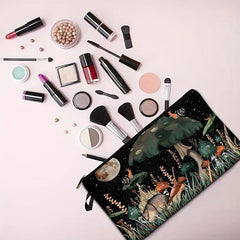 Mushroom Pattern Cosmetic Bag Zipper Makeup Storage Pouch