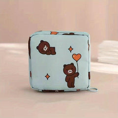 Cartoon Pattern Storage Bag Zipper Sanitary Napkin Pouch