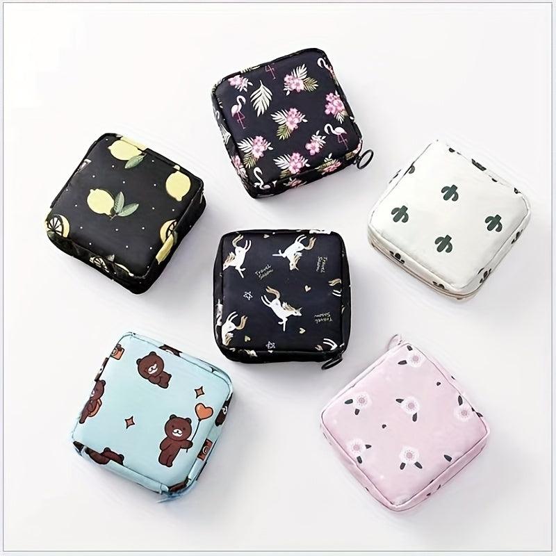 Cartoon Pattern Storage Bag Zipper Sanitary Napkin Pouch