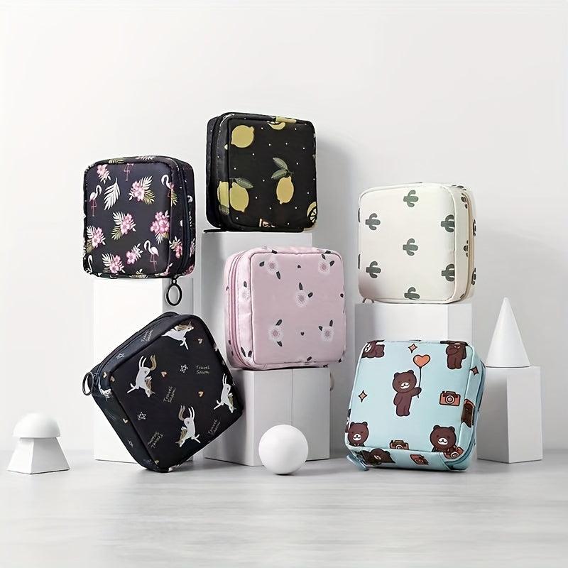 Cartoon Pattern Storage Bag Zipper Sanitary Napkin Pouch