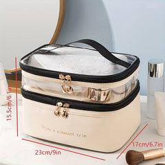 Double Layer Makeup Satchel Bag Versatile Toiletry Wash Bag