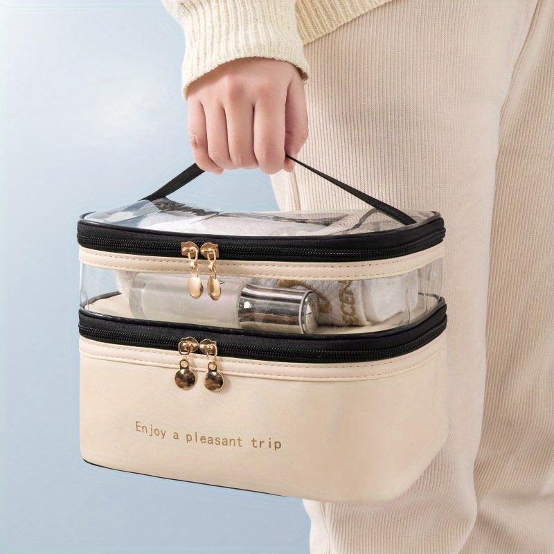 Double Layer Makeup Satchel Bag Versatile Toiletry Wash Bag