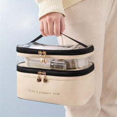 Double Layer Makeup Satchel Bag Versatile Toiletry Wash Bag