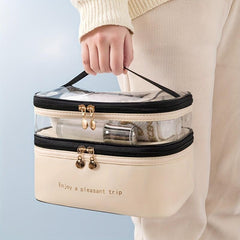 Double Layer Makeup Satchel Bag Versatile Toiletry Wash Bag