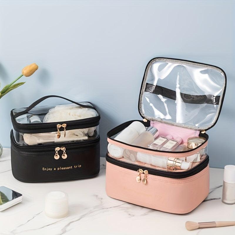 Double Layer Makeup Satchel Bag Versatile Toiletry Wash Bag