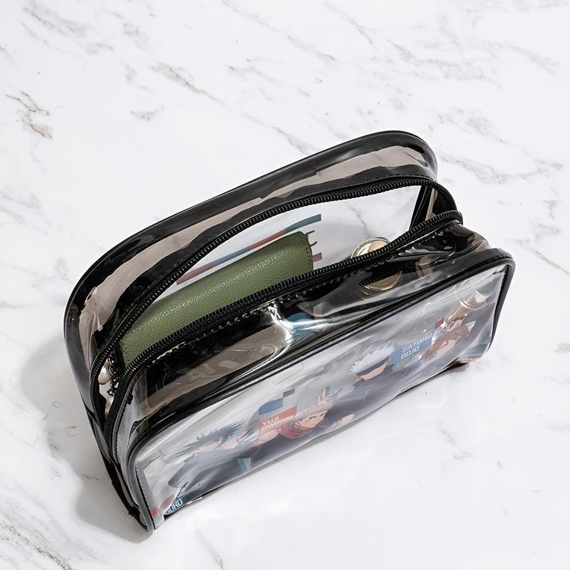 Anime Pattern Makeup Bag Clear Zipper Travel Toiletry Bag