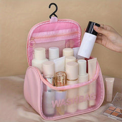 Waterproof Clear Cosmetic Bag PU Leather Makeup Storage Organizer