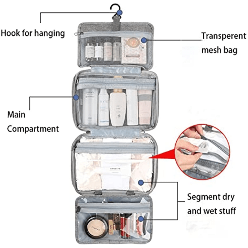Portable Versatile Toiletry Wash Bag Hanging Makeup Storage Handbag Lightweight