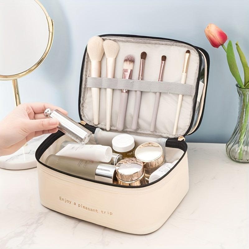 Double Layer Makeup Handbag Lightweight Portable Cosmetic Bag Toiletry Wash Bag