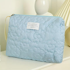 Flower Quilted Cosmetic Bag Lightweight Cosmetic Pouch