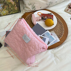 Flower Quilted Cosmetic Bag Lightweight Cosmetic Pouch