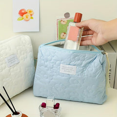 Flower Quilted Cosmetic Bag Lightweight Cosmetic Pouch