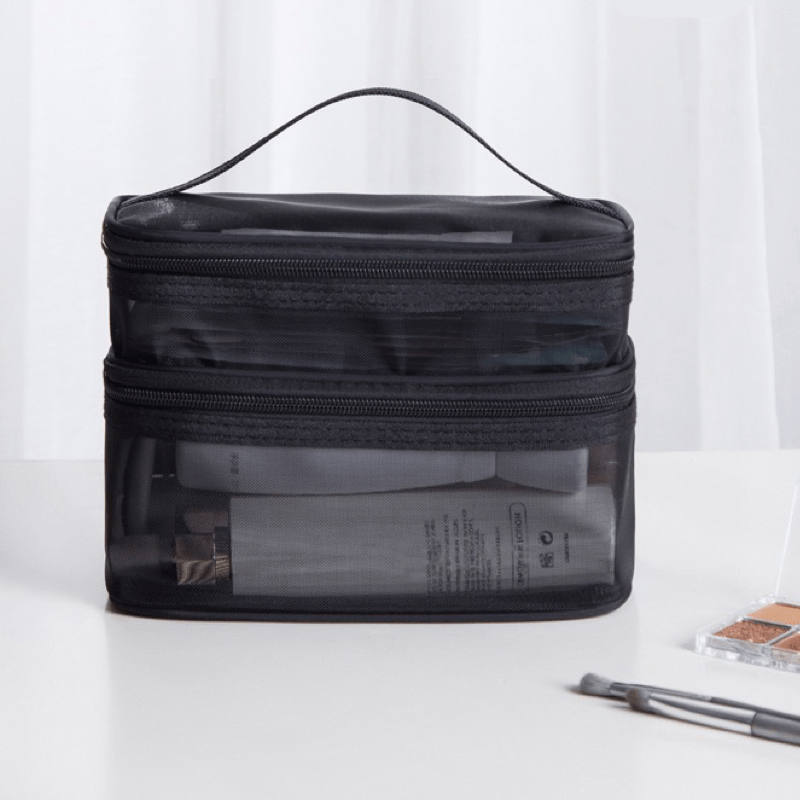 Large Capacity Mesh Makeup Bag Travel Toiletry Organizer