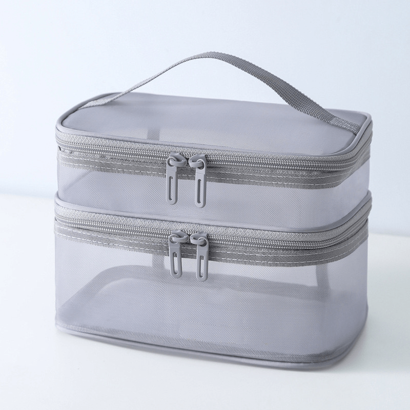 Large Capacity Mesh Makeup Bag Travel Toiletry Organizer
