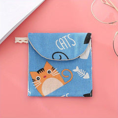 Leaf Print Flap Period Pouch - Reusable Sanitary Napkin Pads Storage Bag
