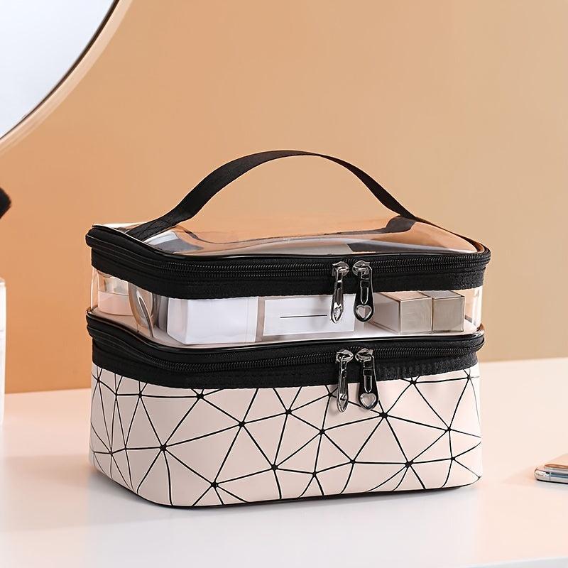 Double Layer Cosmetic Box Portable Makeup Bag Functional Cosmetic Storage Case