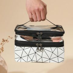 Double Layer Cosmetic Box Portable Makeup Bag Functional Cosmetic Storage Case