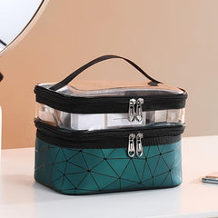Double Layer Cosmetic Box Portable Makeup Bag Functional Cosmetic Storage Case