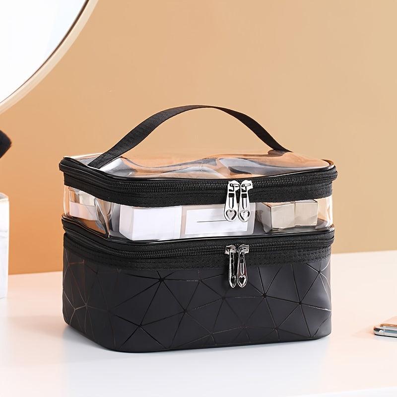 Double Layer Cosmetic Box Portable Makeup Bag Functional Cosmetic Storage Case