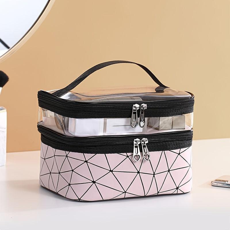 Double Layer Cosmetic Box Portable Makeup Bag Functional Cosmetic Storage Case