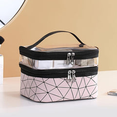 Double Layer Cosmetic Box Portable Makeup Bag Functional Cosmetic Storage Case