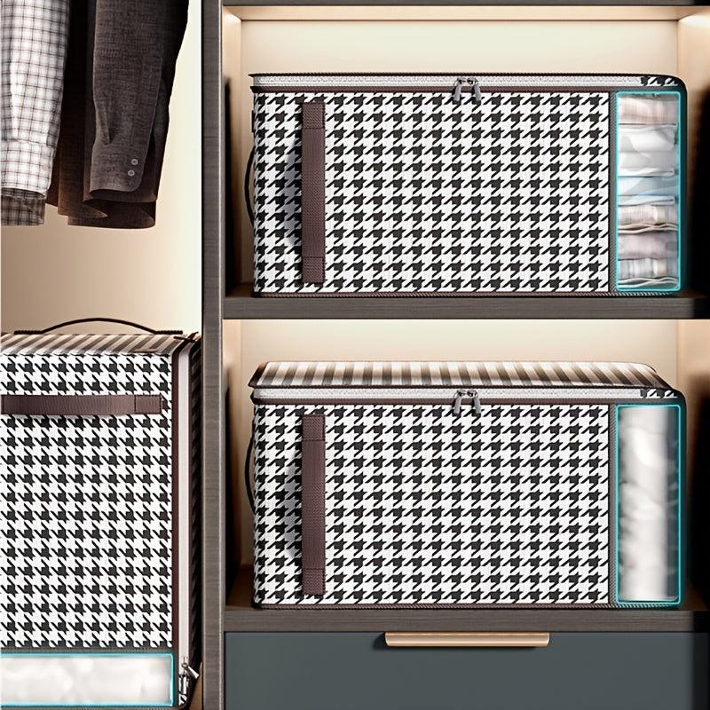 Large Capacity Houndstooth Pattern Clothes Storage Bag