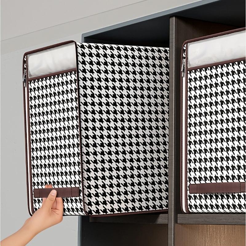 Large Capacity Houndstooth Pattern Clothes Storage Bag