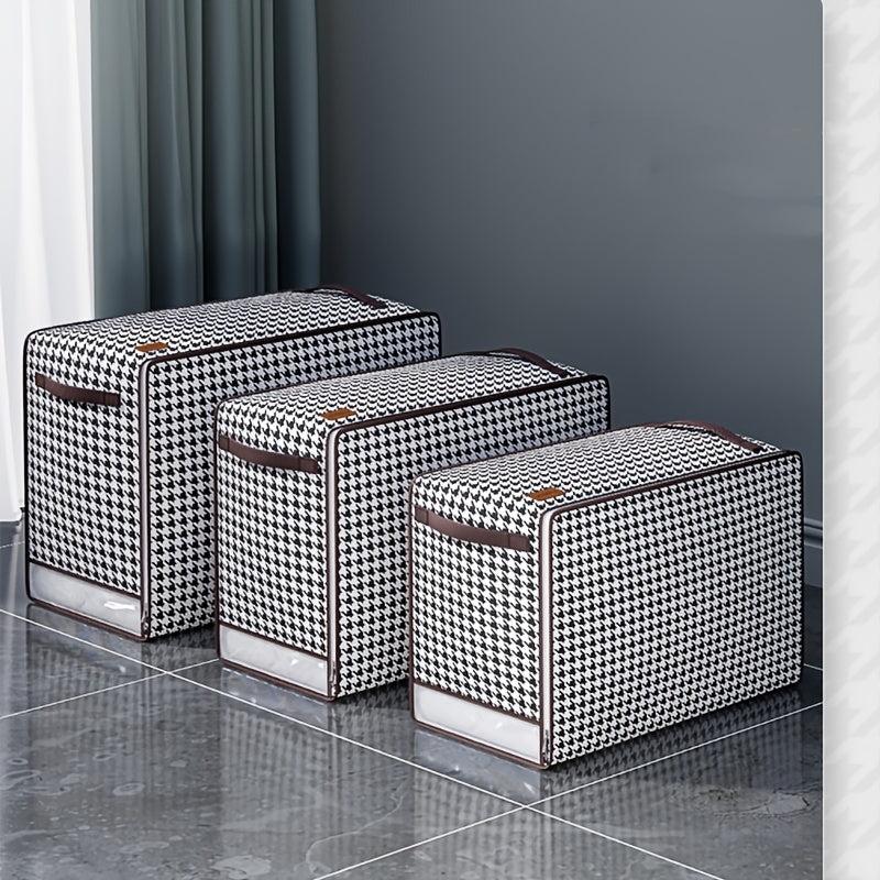 Large Capacity Houndstooth Pattern Clothes Storage Bag