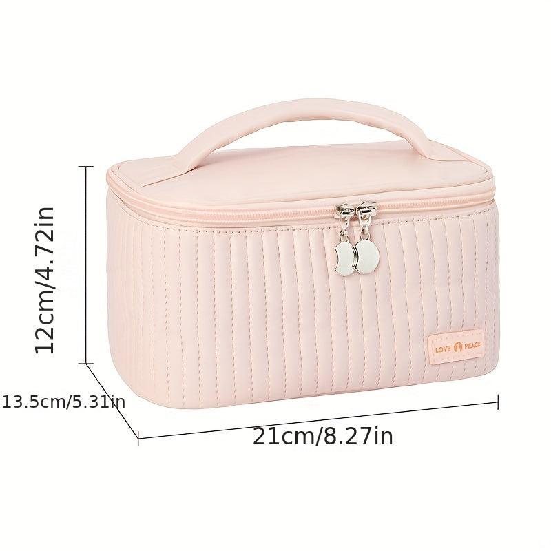 Quilted Cosmetic Bag Travel Storage Faux Leather Makeup Organizer