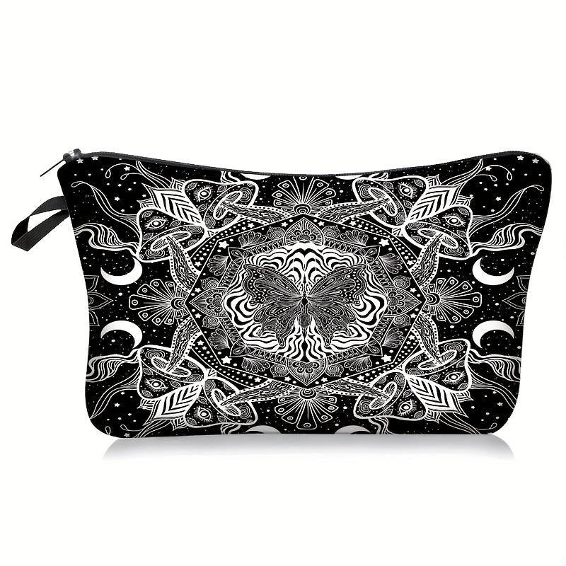 Skull & Butterfly Print Cosmetic Bag Zipper Clutch Coin Purse