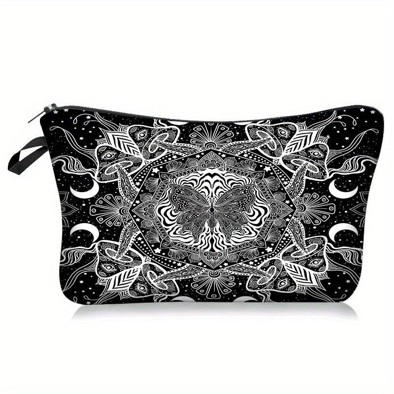 Skull & Butterfly Print Cosmetic Bag Zipper Clutch Coin Purse