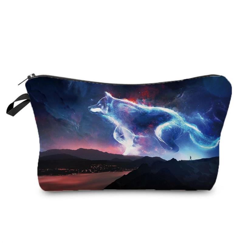 Wolf Pattern Zipper Storage Bag Coin Purse