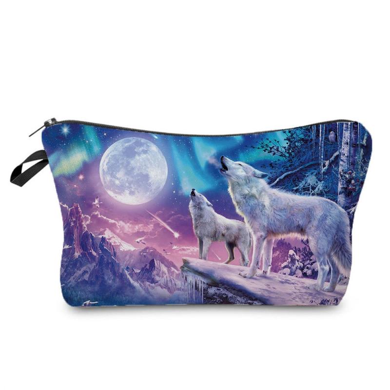 Wolf Pattern Zipper Storage Bag Coin Purse
