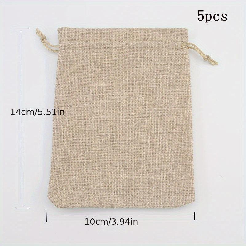 5 Pcs Burlap Drawstring Storage Pouch Bag