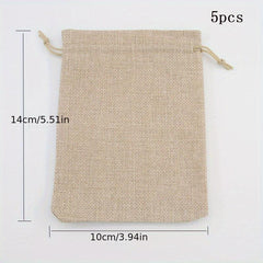 5 Pcs Burlap Drawstring Storage Pouch Bag