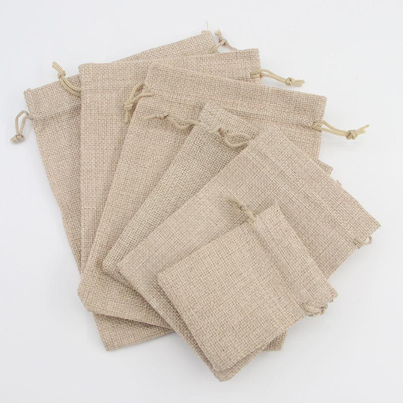 5 Pcs Burlap Drawstring Storage Pouch Bag