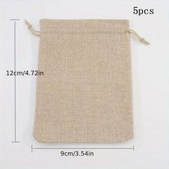 5 Pcs Burlap Drawstring Storage Pouch Bag
