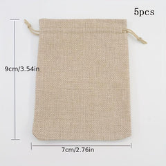 5 Pcs Burlap Drawstring Storage Pouch Bag