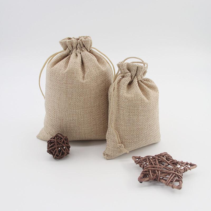 5 Pcs Burlap Drawstring Storage Pouch Bag