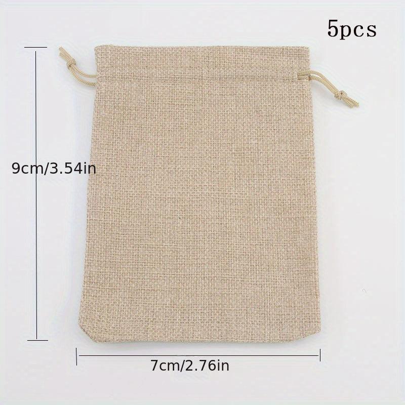 5 Pcs Burlap Drawstring Storage Pouch Bag