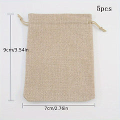 5 Pcs Burlap Drawstring Storage Pouch Bag
