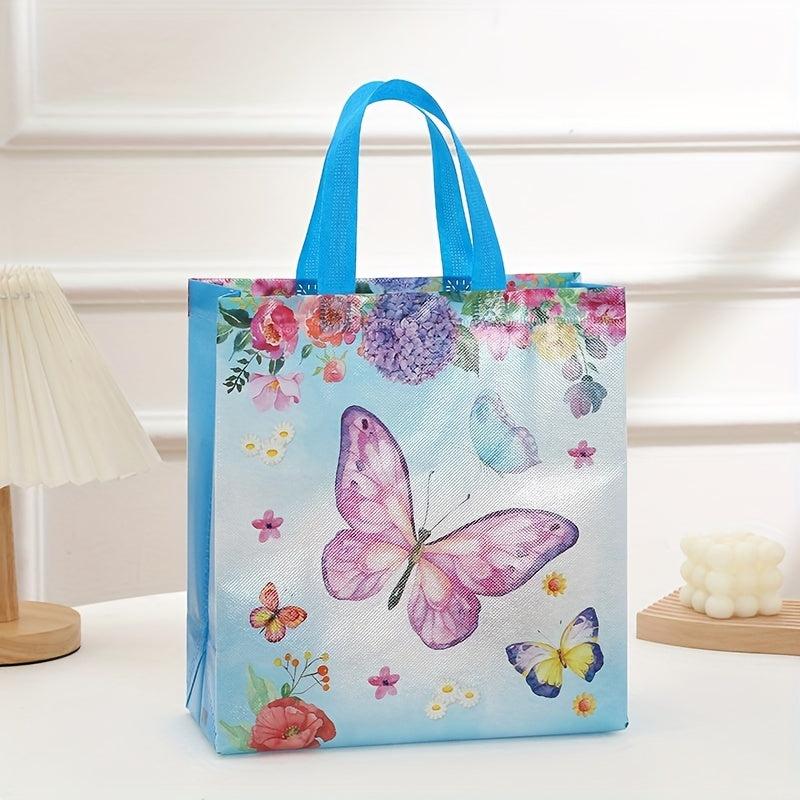 4PCS Large Reusable Handbag Butterfly Pattern Bag
